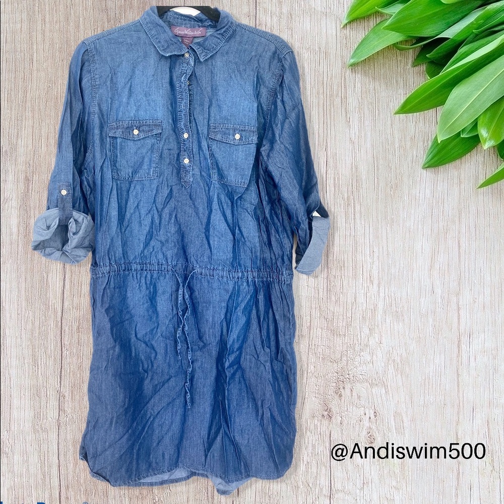 Gloria Vanderbilt Ashleigh Chambray Denim Dress; L
